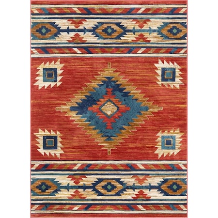 Rickis Rugs Tulsa Lea Crimson Traditional Southwestern Area Rug - 7 ft. 10 in. x 9 ft. 10 in. RI2683880